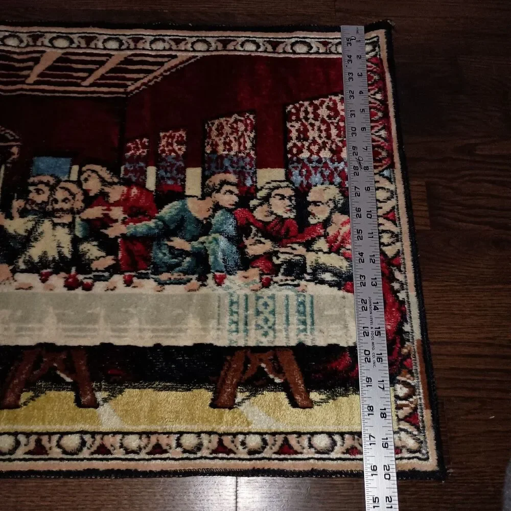 Vintage The Last Supper Tapestry Made In Italy 36x20 Jesus Apostles Religious - Picture 12 of 16